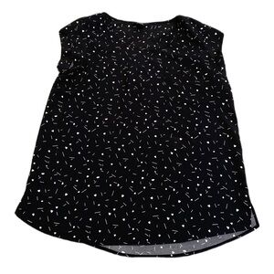 Dalia Black & White Heart Print Cap-Sleeve Blouse - Size S/P